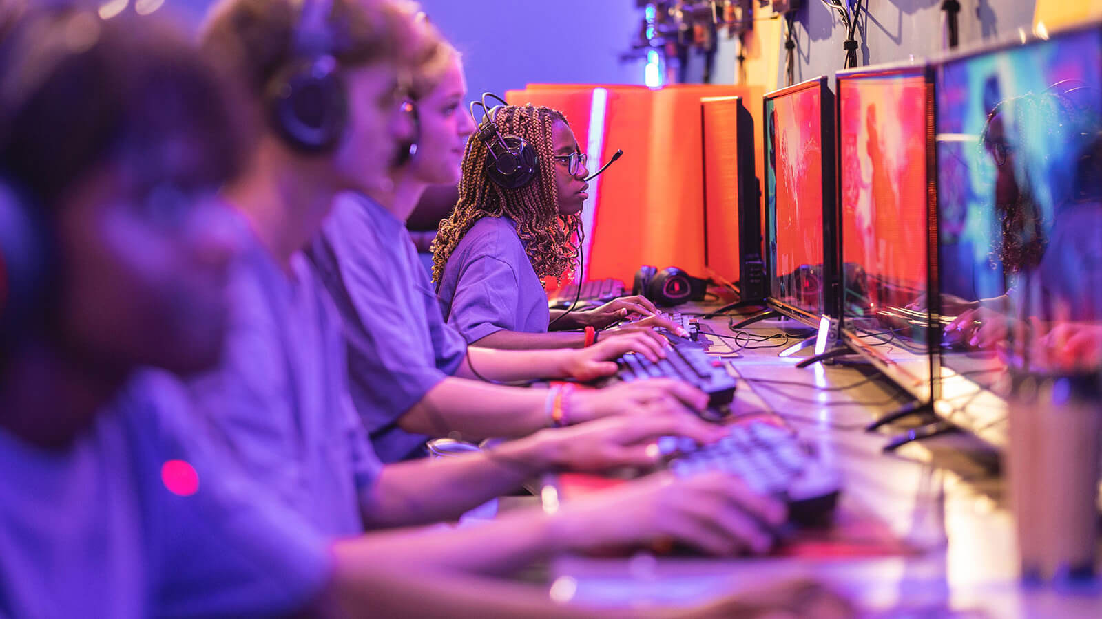 a group of students competing on an esports team