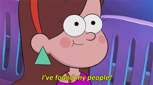 A GIF of Mable Pines from the animated TV show "Gravity Falls" says "I have found my people." 