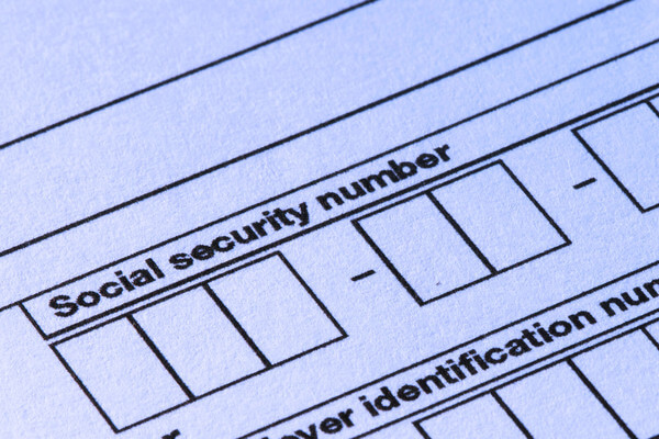 a form asking for a social security number